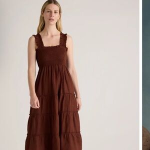 Quince 100% European Linen Smocked Midi Dress EUC, Large